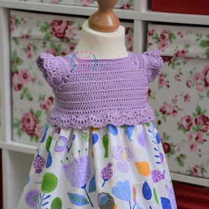 baby newborn crochet fabric dress pattern, sizes newborn to 3 years old