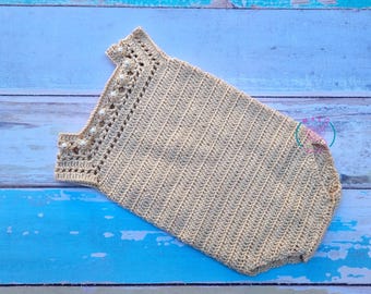 Crochet Pattern – Baby Girl Romper with Beaded Neckline – Size 0–3 Months – PDF Instant Download (English Only)