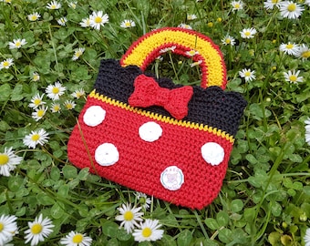 minnie mouse crochet purse, crochet bag pattern, crochet purse pattern, crochet purse pattern, girl purse pattern, toddler purse pattern