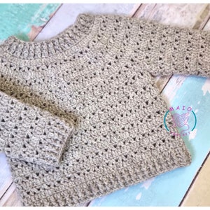 Baby & Toddler Crochet Sweater Pattern – Pullover PDF – Sizes 6-12M, 1-2Y, 3-4Y, 5-6Y (English Only)