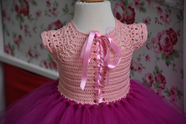 crochet tutu dress pattern, sizes 1 to 7 years old, tutu dress pattern, crochet yoke dress pattern , baby crochet dress pattern image 6