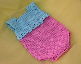 crochet pattern baby girl romper 0-3 months, crochet onesie