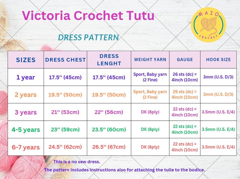 crochet tutu dress pattern, sizes 1 to 7 years old, tutu dress pattern, crochet yoke dress pattern , baby crochet dress pattern image 2