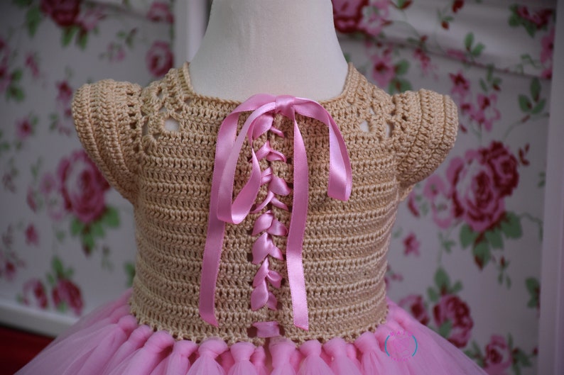 modèle de robe tutu au crochet, tailles 1 à 5 ans, modèle de robe tutu, modèle de robe à empiècement au crochet, modèle de robe au crochet pour bébé image 3