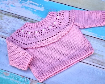 Baby Toddler Crochet Sweater Pattern, sizes newborn to 4 years old