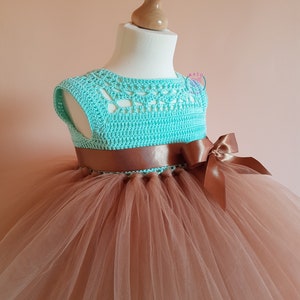 modèle de robe tutu au crochet, tailles 1 à 5 ans, modèle de robe tutu, modèle de robe à empiècement au crochet, modèle de robe au crochet pour bébé image 5