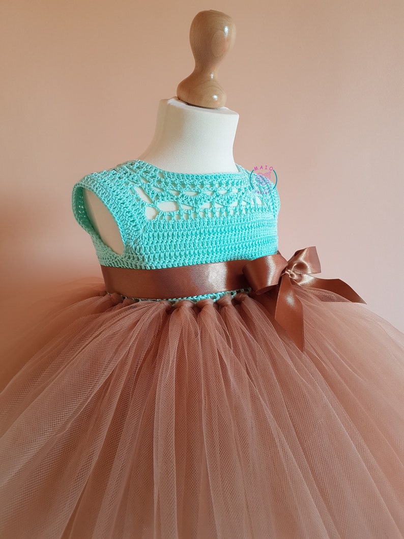 modèle de robe tutu au crochet, tailles 1 à 5 ans, modèle de robe tutu, modèle de robe à empiècement au crochet, modèle de robe au crochet pour bébé image 5