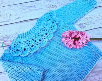 Modèle de pull au crochet pour bébés/tout-petits, tailles 6 mois à 4 ans