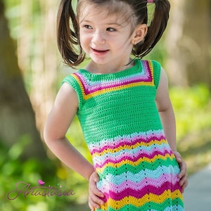 easy crochet dress pattern, dress pattern, crochet yoke dress pattern (sizes 2 months to 2 years old), baby crochet dress pattern