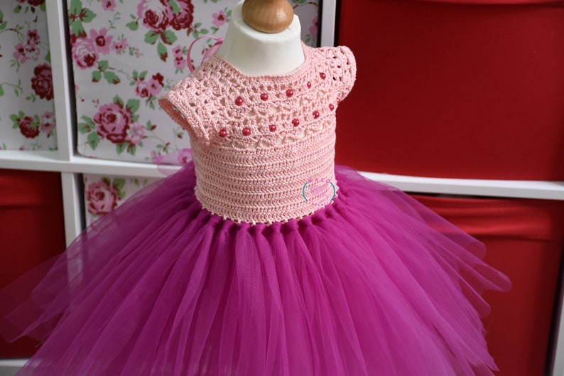 crochet tutu dress pattern, sizes 1 to 7 years old, tutu dress pattern, crochet yoke dress pattern , baby crochet dress pattern image 4