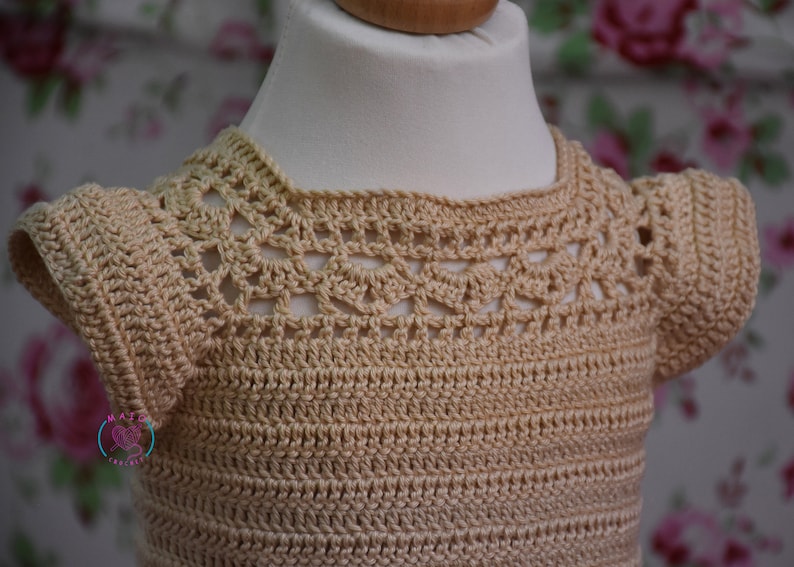 crochet tutu dress pattern, sizes 1 to 5 years old, tutu dress pattern, crochet yoke dress pattern , baby crochet dress pattern image 2