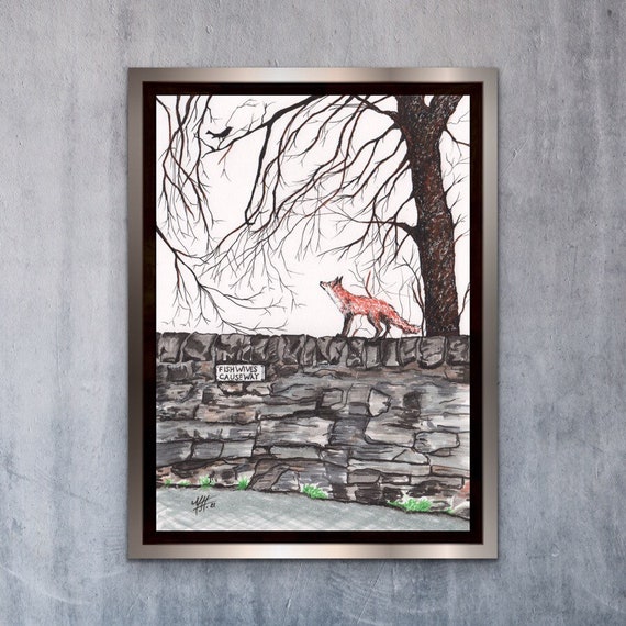 Fox at Fishwives Causeway, Edinburgh Walk, Edinburgh print, Fox on wall, urban fox, wallart, home decoration