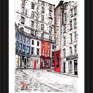 Victoria Street, Edinburgh, print, Edinburgh Print, urban fox, Fox, Edinburgh Fox, VictoriaStreet, Wallart, Scottish, travel, Scotland