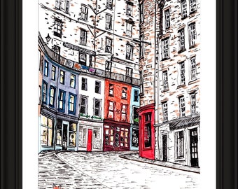 Victoria Street, Edinburgh, print, Edinburgh Print, urban fox, Fox, Edinburgh Fox, VictoriaStreet, Wallart, Scottish, travel, Scotland