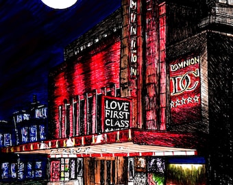 Dominion Cinema, Edinburgh Dominion, Edinburgh, Edinburgh Cinema, illustration, ink drawing, fox, Edinburgh Print