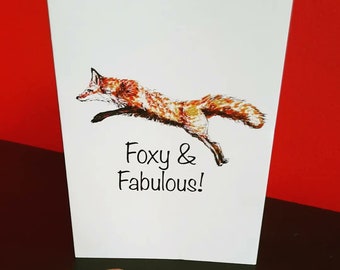 Foxy & Fabulous, fox, fox card, just for you, greetings card, card, foxy, foxy friend, fabulous