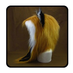 Fox ear animal hat with black lining. Spirit hood. Faux fur. Rave. Festival. Mens, womens. Adult Costume. Woodland animals. Gift. image 3