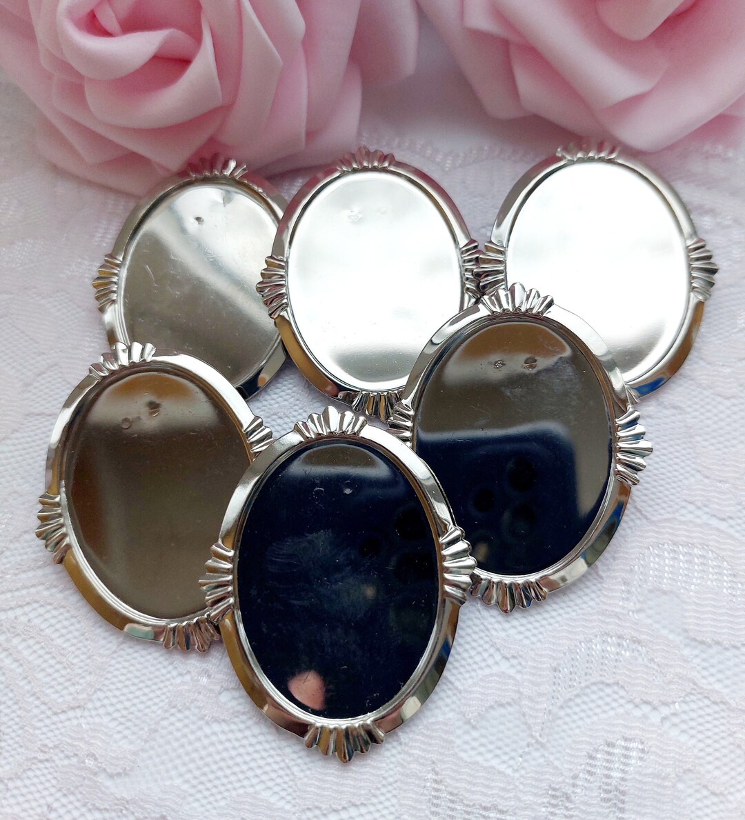 Lot of 6 Full Pin Settings Brooch Elegant Buttons Scarf Clip Brooch Set ...