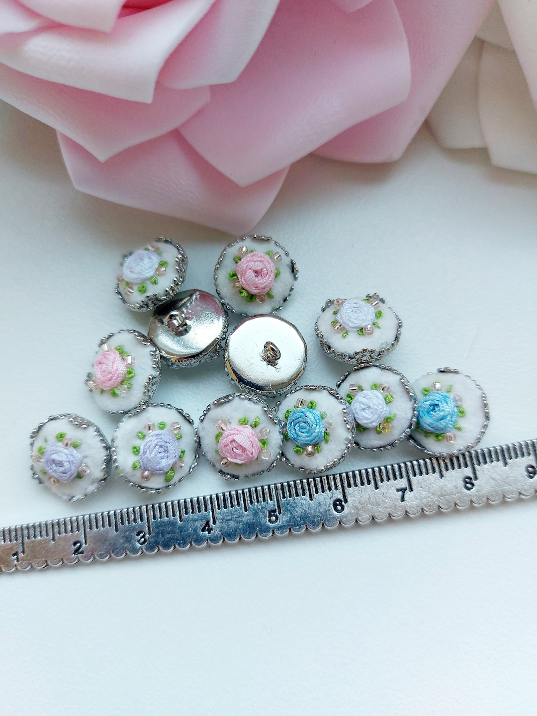 Set of 12 Pc Vintage Style Buttons Buttons With Embroidery Custom