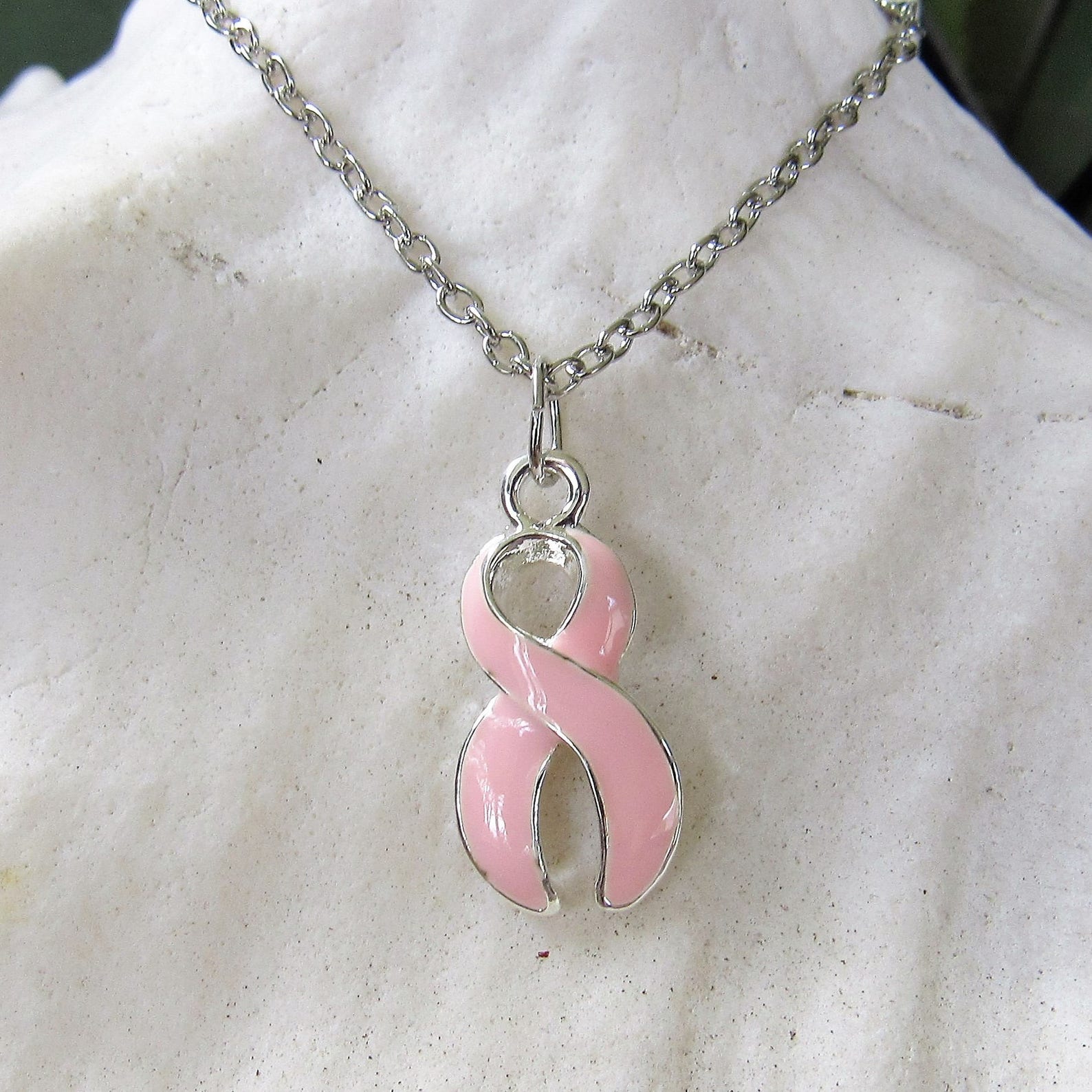 Breast Cancer Awareness Necklace Pink Awareness Ribbon Etsy