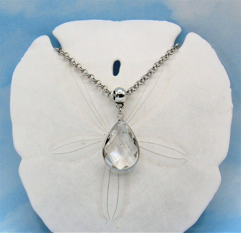 Crystal Teardrop Necklace Clear Teardrop Glass Teardrop Etsy