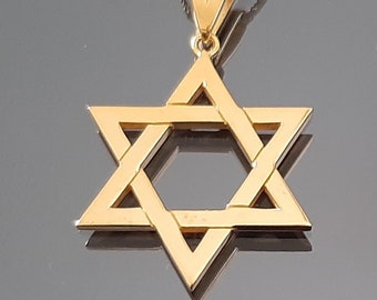 Jewish Star of David Pendant, Sterling Silver Gold Plated (30mm Large)
