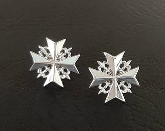 Templar Cross earrings, amazing Templar cross, Sterling silver, Medieval earrings, Gothic earrings, Fleur de Lis earrings, Greek earrings.