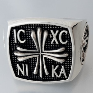 Byzantine Cross Sterling Silver Ring: Christian Knight Chevalier, solid silver