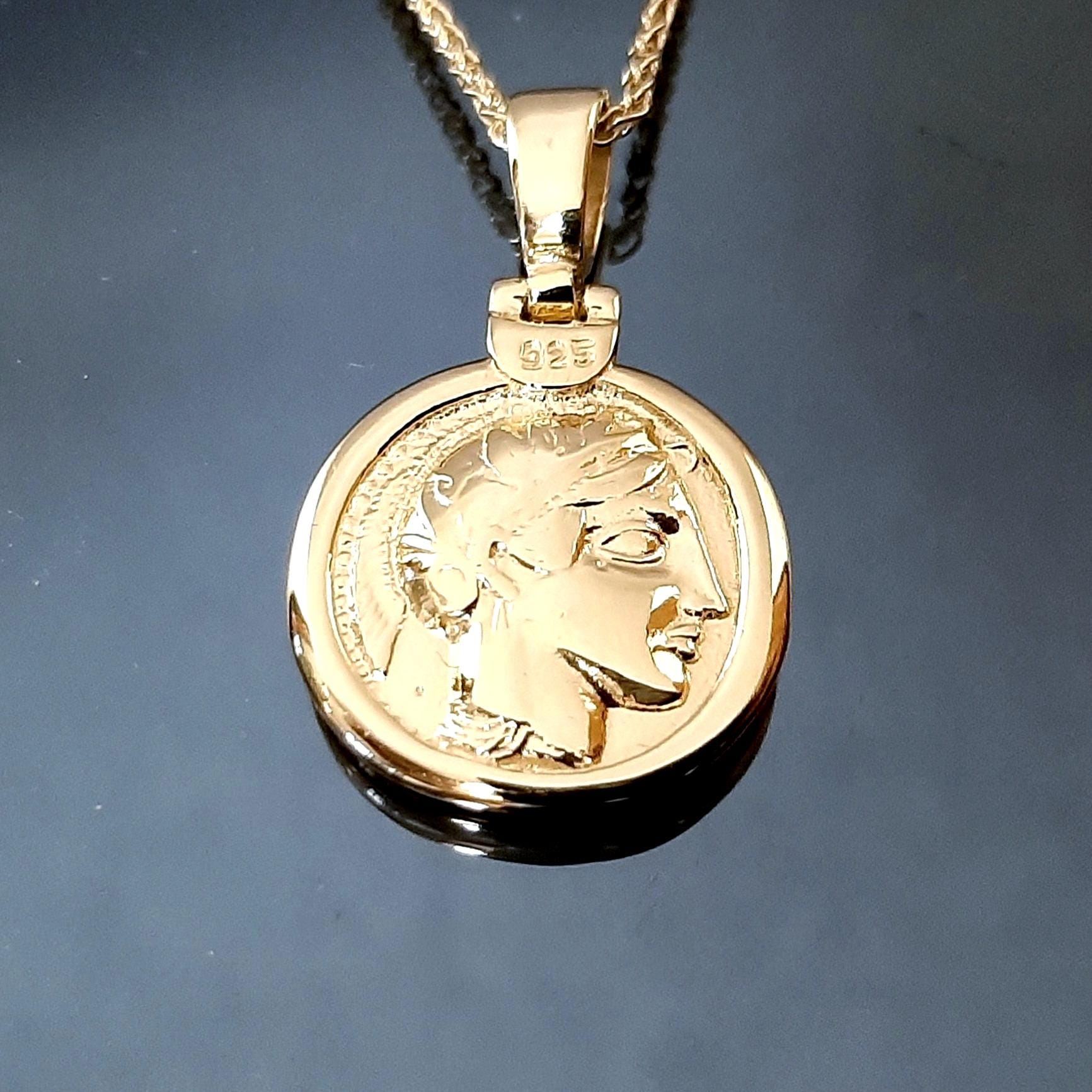 アテナ・アウルコインネックレス：ギリシャ・テトラドラクマ、スターリングシルバーレプリカ - Etsy 日本