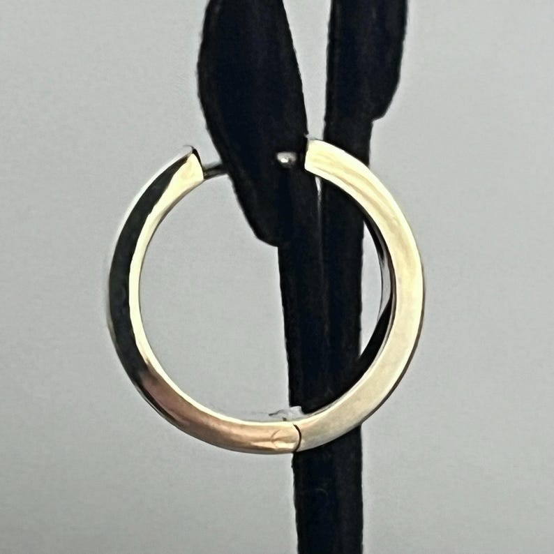 Sterling Silver Huggies, Thin Hoops, Blackened unisex Earrings image 7