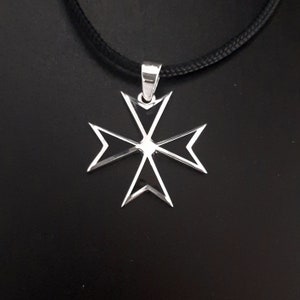 Templar cross, 20mm Cross, Sterling silver pendant, Malta Cross pendant knight&#39;s black cross, Christian cross, religious cross, black cross.