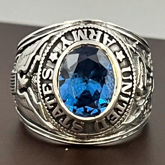 アクセサリー 40's U.S army silverring Sterling Silver US Army Ring: Blue Spinel, WWII Veteran Gift