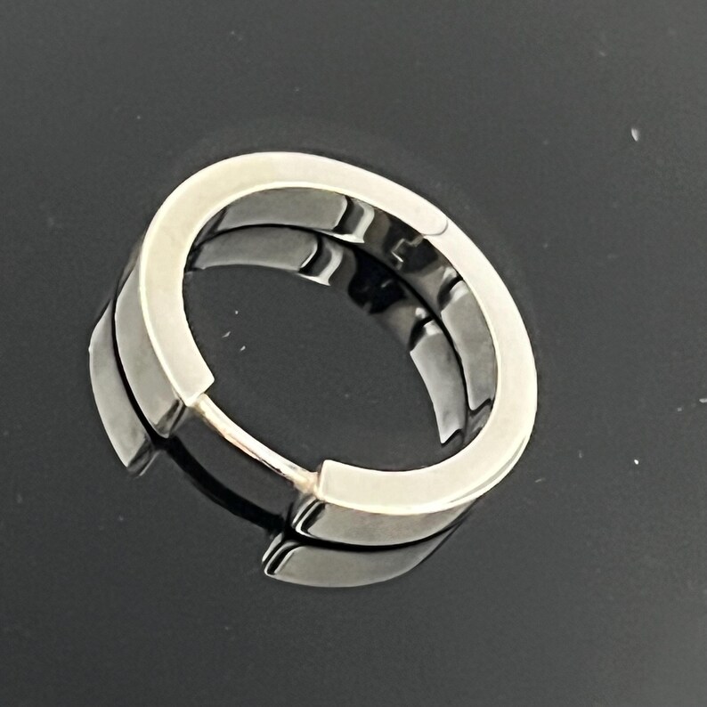 Sterling Silver Huggies, Thin Hoops, Blackened unisex Earrings image 2