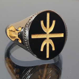Delphic Epsilon ring, Apollo&#39;s ring, Signet ring, sterling silver, gift ring, Dad&#39;s gift ring, gun-black man ring, Mom&#39;s gift, lack Epsilon