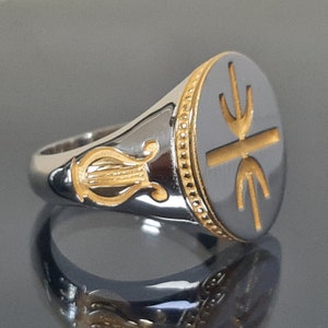 Delphic Epsilon Sterling Silver Ring, Apollo&#39;s symbol, Ancient Greek sign, Signet ring, Greek Mythology, powerful Epsilon, mystery notes.
