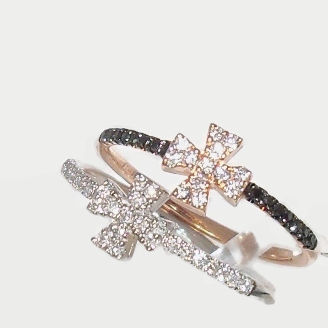 Malta Cross Ring, Pink Diamond Ring, Malta White Gold Cross Ring, Malta