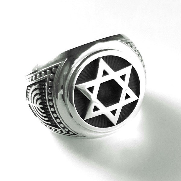 Bague étoile De David En Acier Pour Homme - Lot De 2, Design Géométrique, Pour Fêtes Et Occasions Spéciales