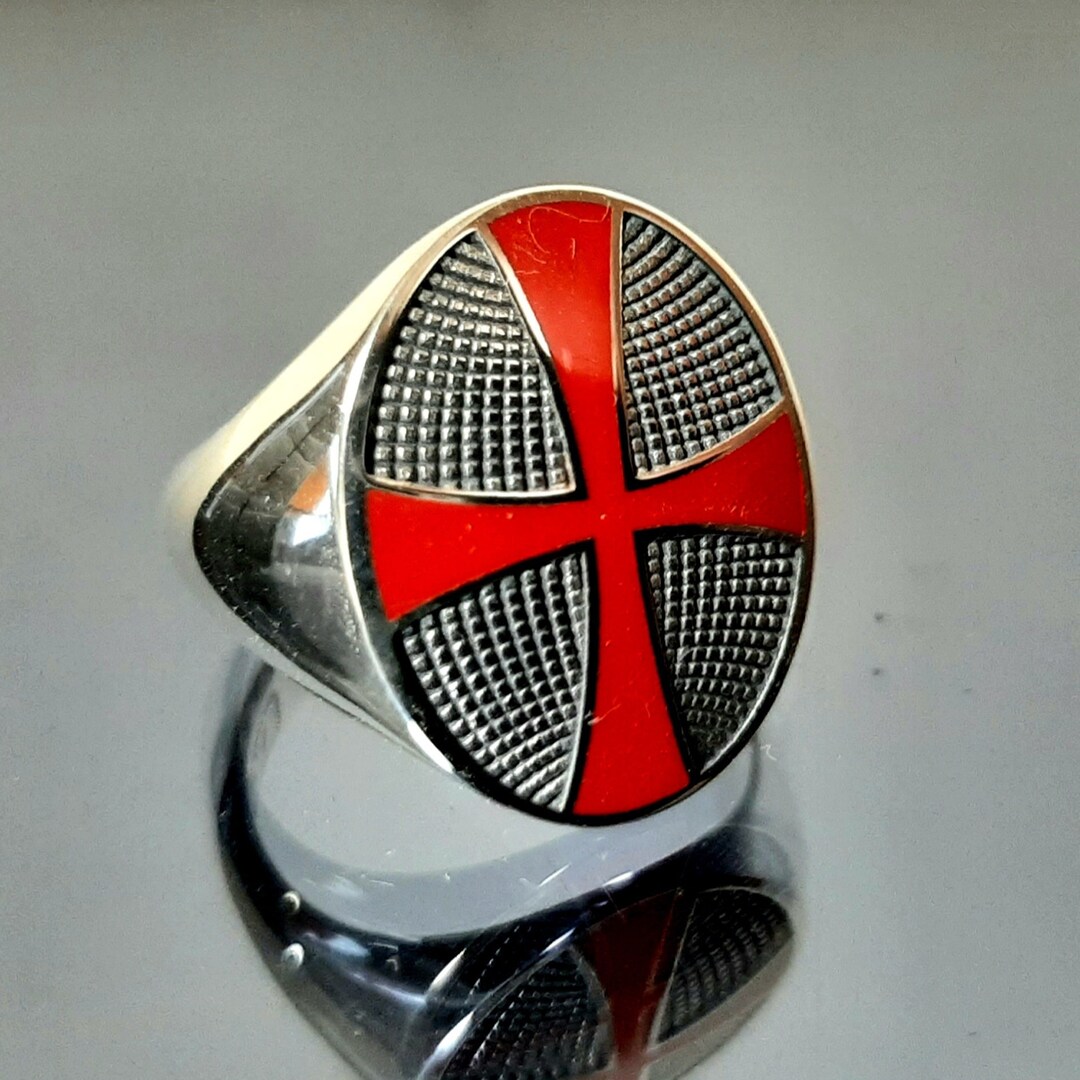 Red Cross Signet Ring: Sterling Silver Templar Knight Ring, Jesuit ...