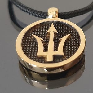 Poseidon gold Trident, Sterling Silver Trident, Greek God Necklace, K18 gold-plated Trident, Neptune gold trident, Poseidon&#39;s gold trident.