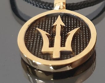 Sterling Silver Trident Necklace: K18 Gold-Plated Poseidon's pendant