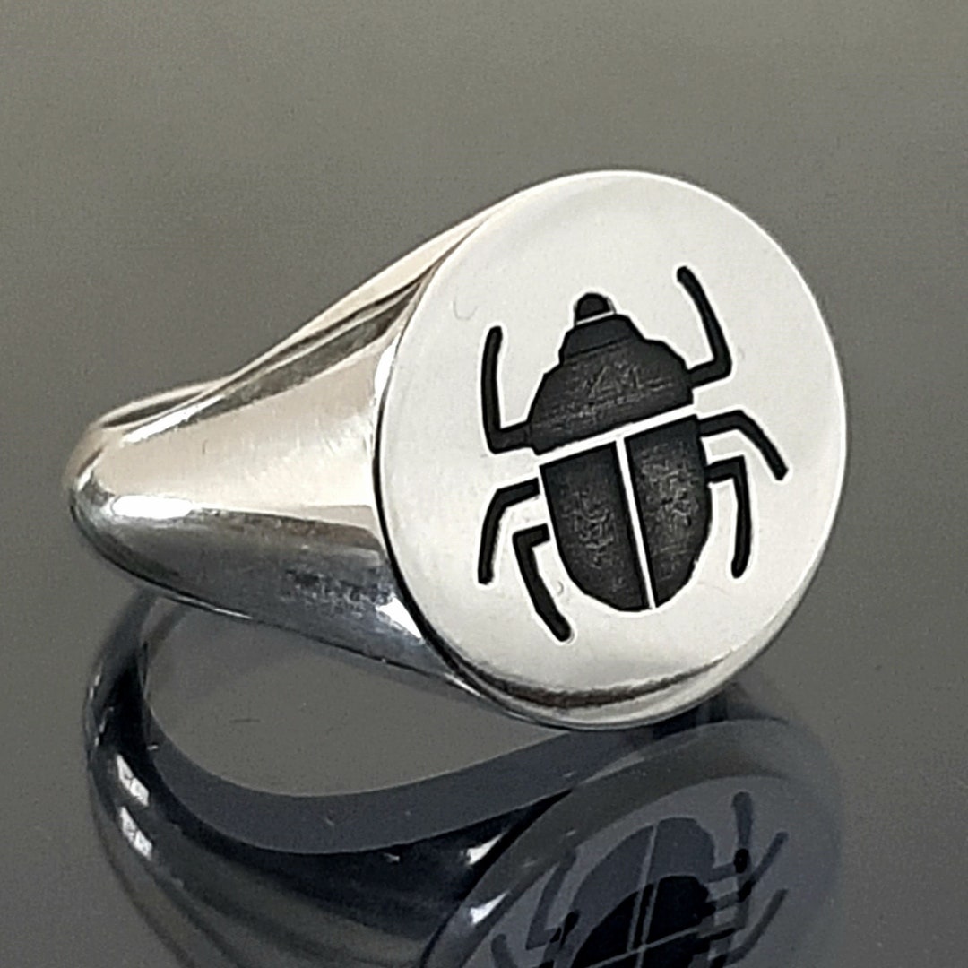 Anello Chevalier Anello Con Scarabeo Egizio Anello Scarabeo In