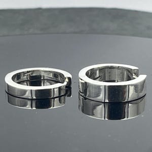 Sterling Silver Huggies, Thin Hoops, Blackened unisex Earrings image 14