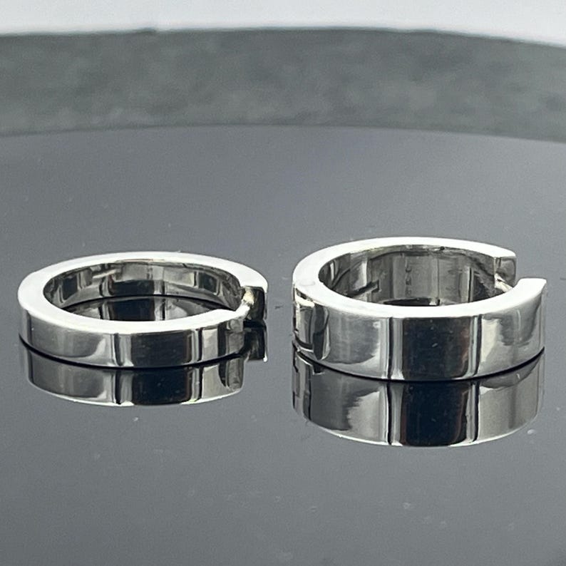 Sterling Silver Huggies, Thin Hoops, Blackened unisex Earrings image 14