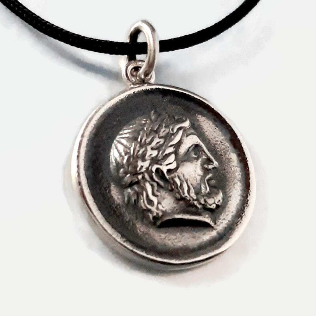 Antique Macedonian King Pendant, Greek Archaeological Sterling Silver Jewelry, Philip King of