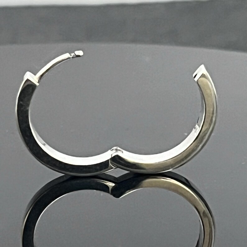 Sterling Silver Huggies, Thin Hoops, Blackened unisex Earrings image 10