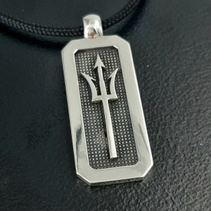Trident Pendant, Sterling Silver, Neptune&#39;s Necklace, handmade gift, man solid pendant, Greek Mythology gift, Dad&#39;s gift, boyfriend&#39;s gift.