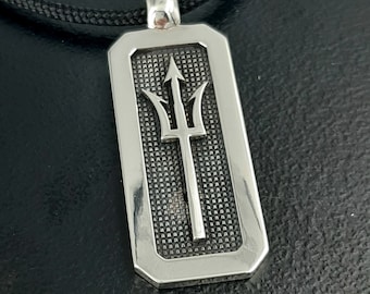 Sterling Silver Trident Pendant: Neptune's Greek Mythology Necklace