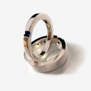 Plain wedding rings, Sterling silver rings, square minimal rings, blue Sapphire wedding rings, wedding rings, solid wedding rings..