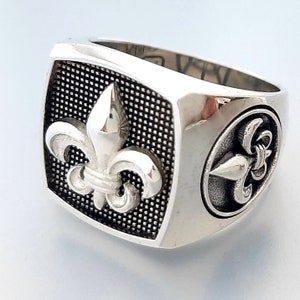 Fleur de Lis ring, Sterling silver ring, Medieval signet ring, handmade ring, Solid  Silver ring, Knight&#39;s accessory, Dad&#39;s gift.