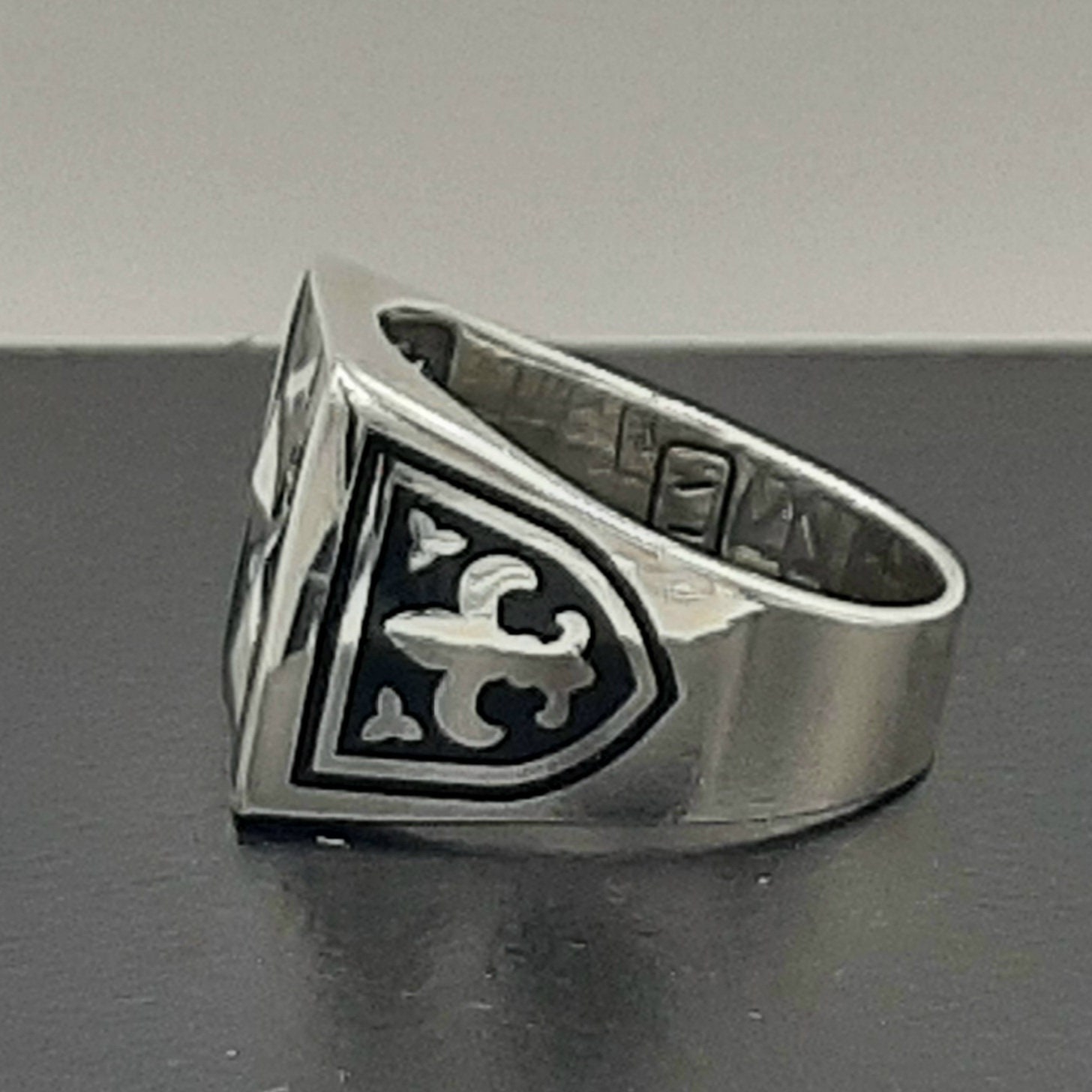 Bague Sceau Templier En Argent 925 - Style Chevalier Et Franc-Maçon Avec Lys